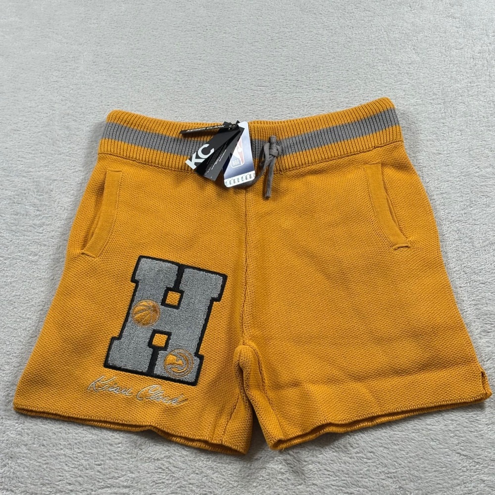 Atlanta Hawks NBA x Keiser Clark No Caller ID Knit Shorts - Yellow/Gray Size XL